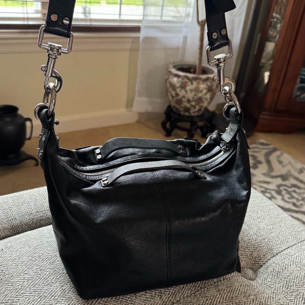 Alexander McQueen Black Leather Crossbody Bag mini hobo - Picture 3 of 14